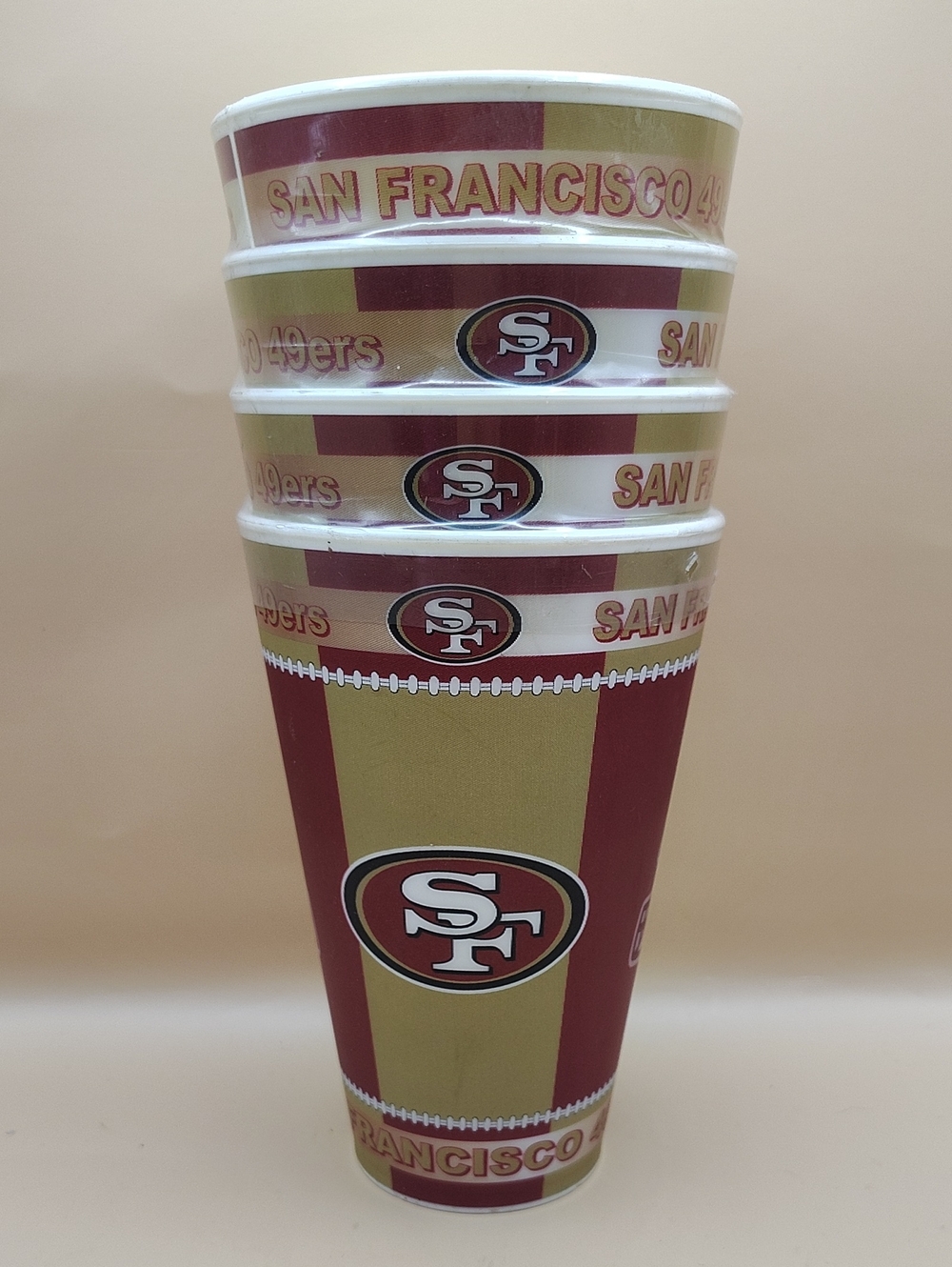 2007 NFL San Francisco Forty Niners 49er Plastic Game Cups, Set Of 4 New